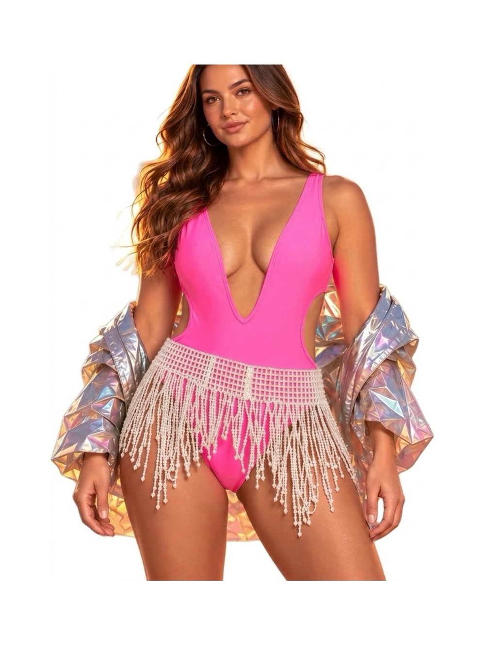 White Beaded Fringe Festival Belt |  Western Fashion | One Size